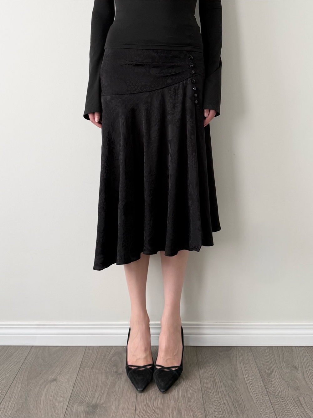 Le fou Wilfred black 100% silk midi skirt